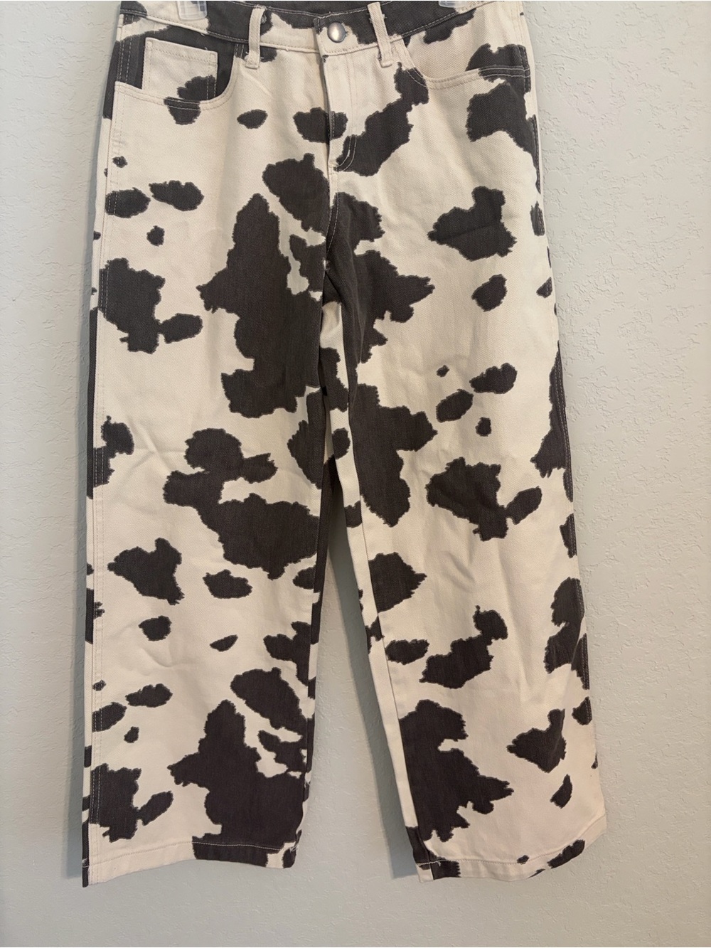 Cow Print wide-Leg Pants - Black and Brown